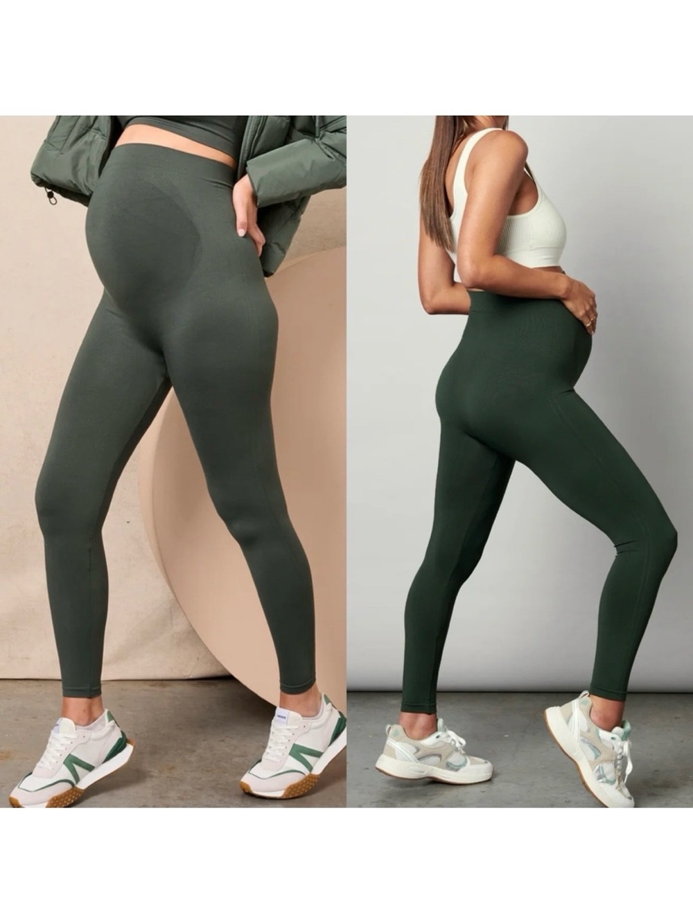 BLANQI Maternity Belly Support Leggings: Limited Edition Forest Night Green